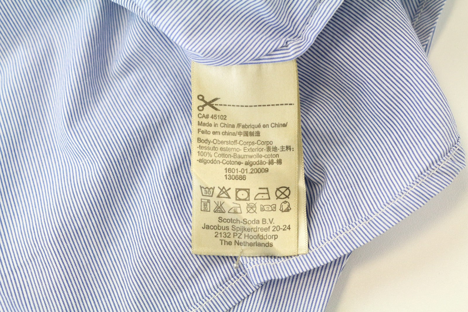 SCOTCH &amp; SODA Ams Couture vyriški marškinėliai M mėlyni dryžuoti grynos medvilnės ilgomis rankovėmis