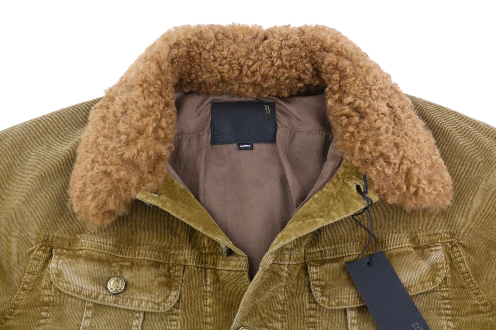 R13 Skinny Trucker moteriška striukė, XL dydžio, aukso rudos spalvos, tamprios virvelės, blukusios, FW25, RRP1199 