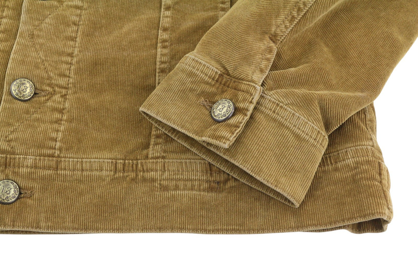 R13 Skinny Trucker moteriška striukė, XL dydžio, aukso rudos spalvos, tamprios virvelės, blukusios, FW25, RRP1199 