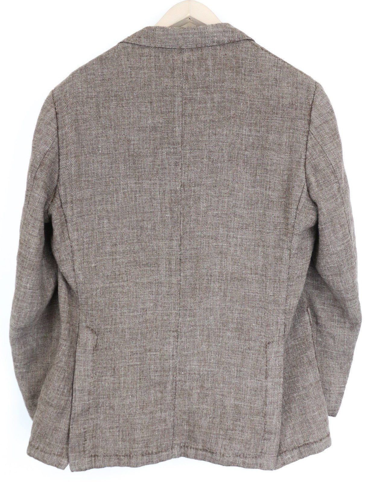 „SUITSUPPLY“ vyriškas švarkas „Havana“ UK46R, rudas, plonas, lininis, vilnonis, oficialios iškirptės, vienos krūtinės. 