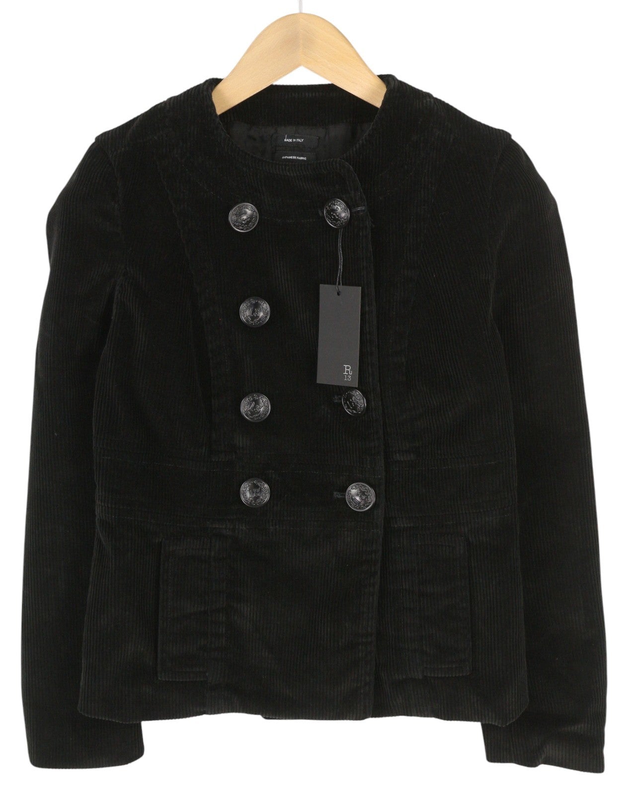 R13 laisvalaikio kadeto moteriška striukė XS, juoda, velveto, dvieilis, pamušalas, FW25 