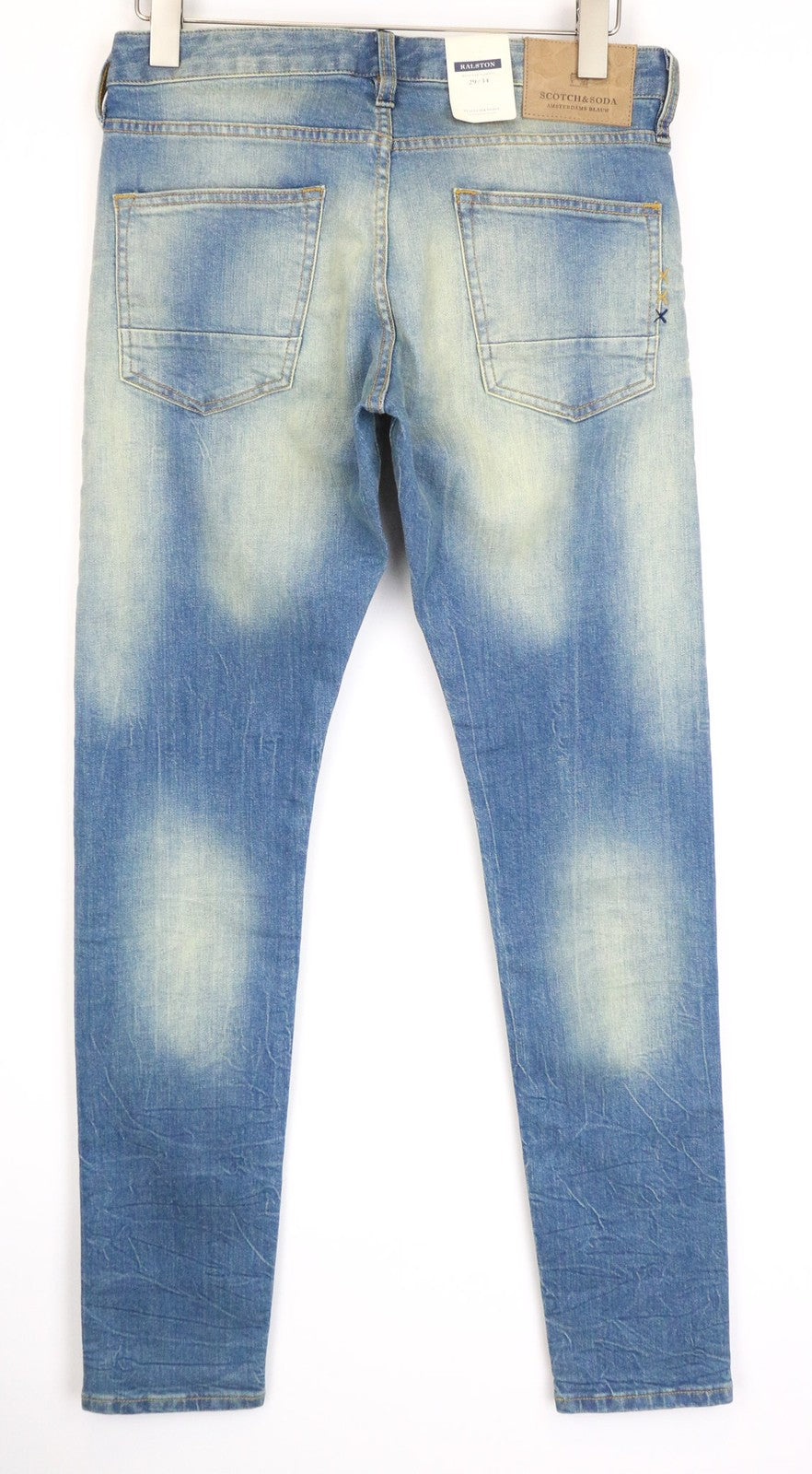 SCOTCH &amp; SODA Ralston vyriški džinsai W29/L34 mėlyni, ploni, skalbti, tamprūs medvilniniai džinsai 