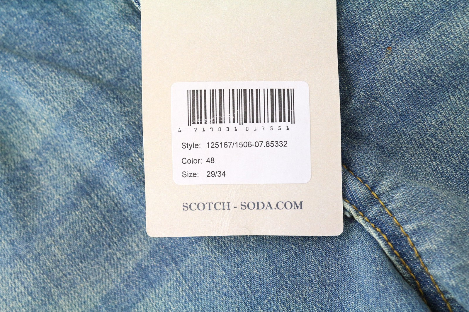 SCOTCH &amp; SODA Ralston vyriški džinsai W29/L34 mėlyni, ploni, skalbti, tamprūs medvilniniai džinsai 
