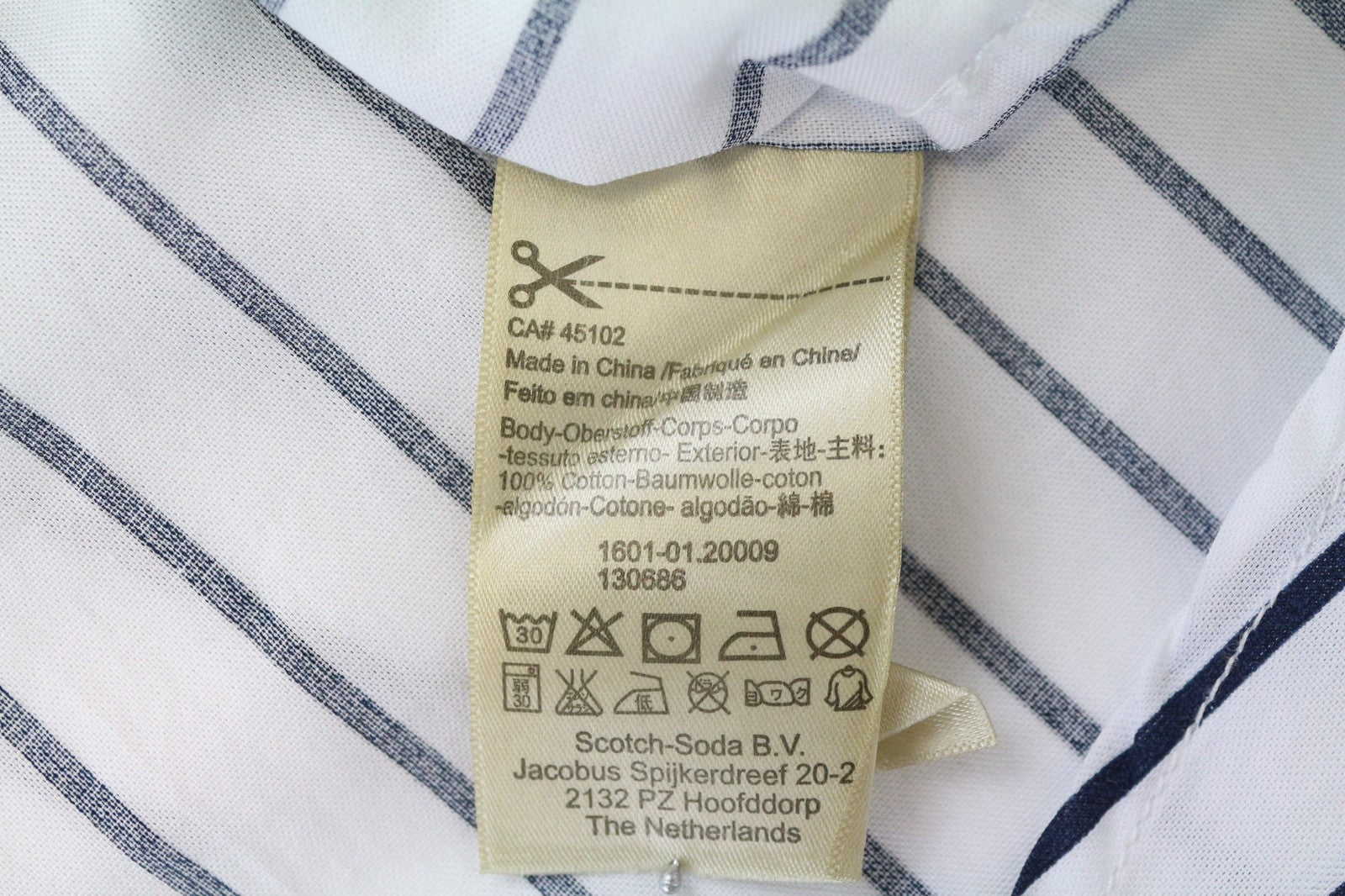 SCOTCH &amp; SODA Ams Couture vyriški marškinėliai M ilgi, balti dryžuoti, grynos medvilnės klasikiniai 