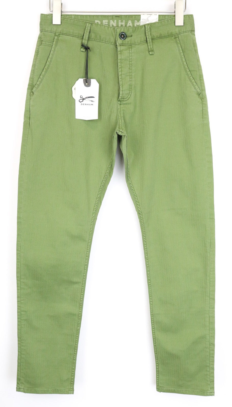 DENHAM Tokyo Men's Trousers W29/L32 Green Cotton Stretch Carrot Drop Fit Pants
