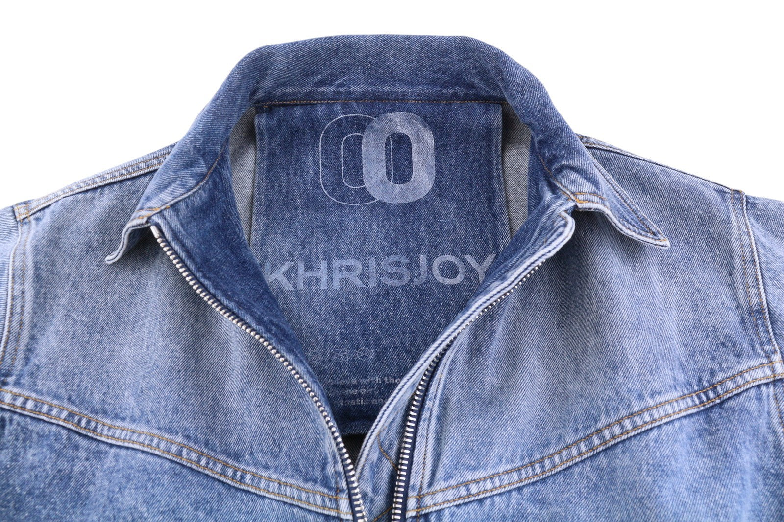KHRISJOY Aurora Denim Bomber Women Jacket XS/S Blue Faded Oversized RRP1255
