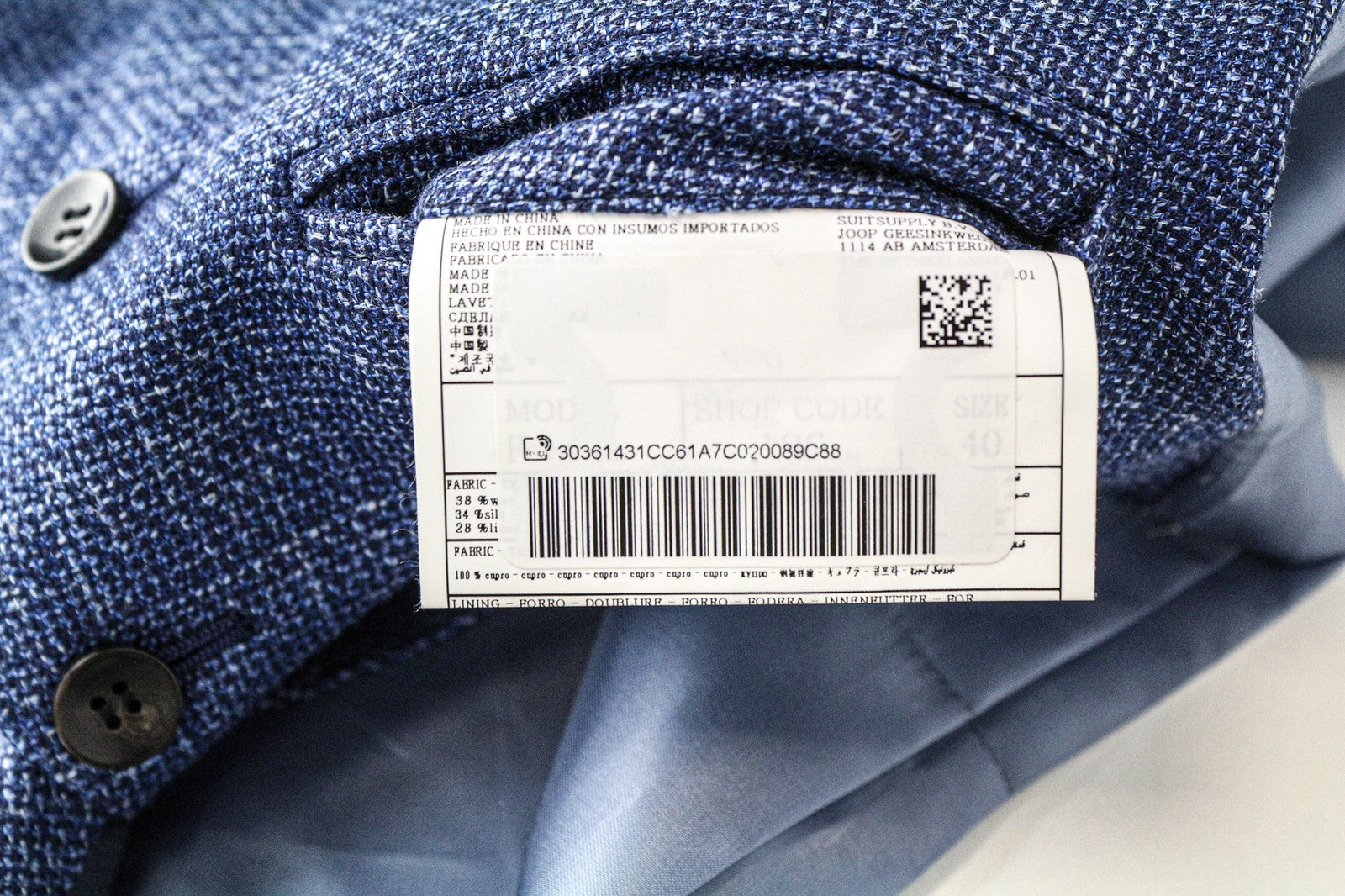 SUITSUPPLY Ferrara vyriška liemenė UK30R mėlyna vilna linas šilkinė plona liemenė 