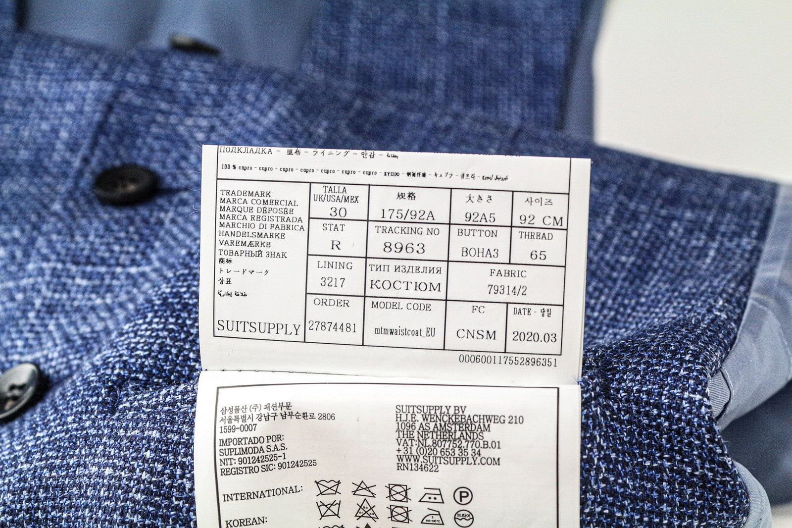 SUITSUPPLY Ferrara vyriška liemenė UK30R mėlyna vilna linas šilkinė plona liemenė 