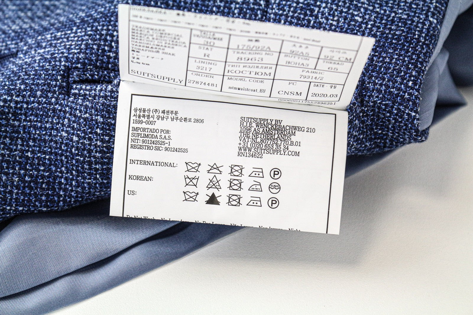 SUITSUPPLY Ferrara vyriška liemenė UK30R mėlyna vilna linas šilkinė plona liemenė 