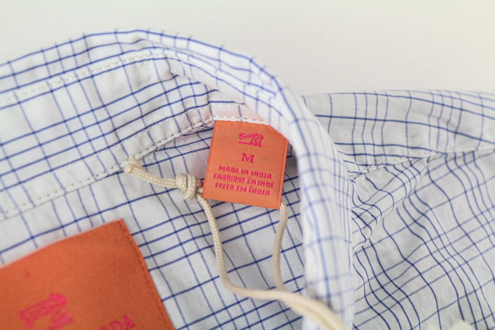 SCOTCH &amp; SODA Ams Couture vyriški marškinėliai M mėlynai balti languoti medvilniniai priglundančio kirpimo marškinėliai 