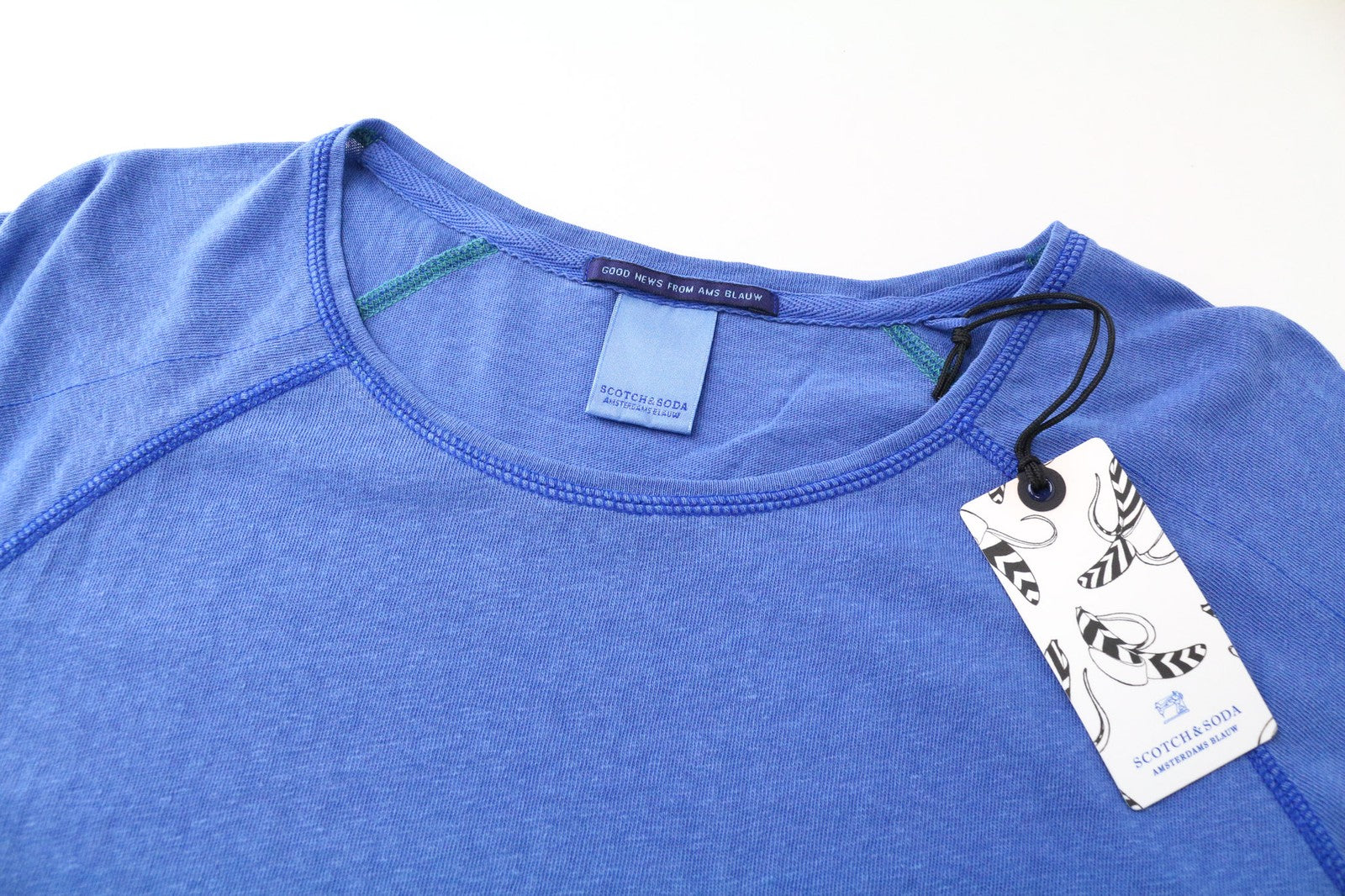 SCOTCH & SODA Ams Blauw Men's T-Shirt ~S/M Blue Casual Pullover 3/4 Sleeve Top