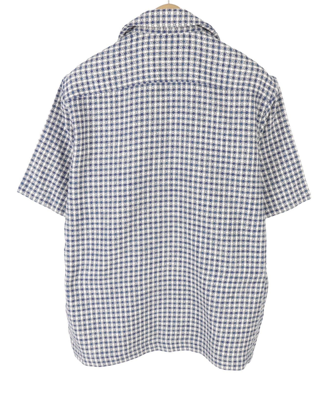 SCOTCH & SODA Men Shirt L Blue Patterned Linen Blend Thick Textured Short Sleeve