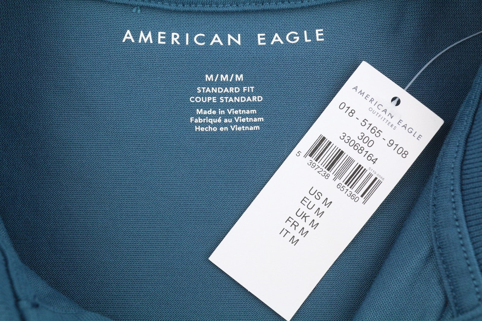 AMERICAN EAGLE OUTFITTERS Men Polos M Blue Standard Fit Short Sleeve