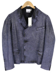 LE PERE džinsinis vyriškas švarkas S, violetinis, vaškuotas, išblukęs, vienaeilis, įpjova 