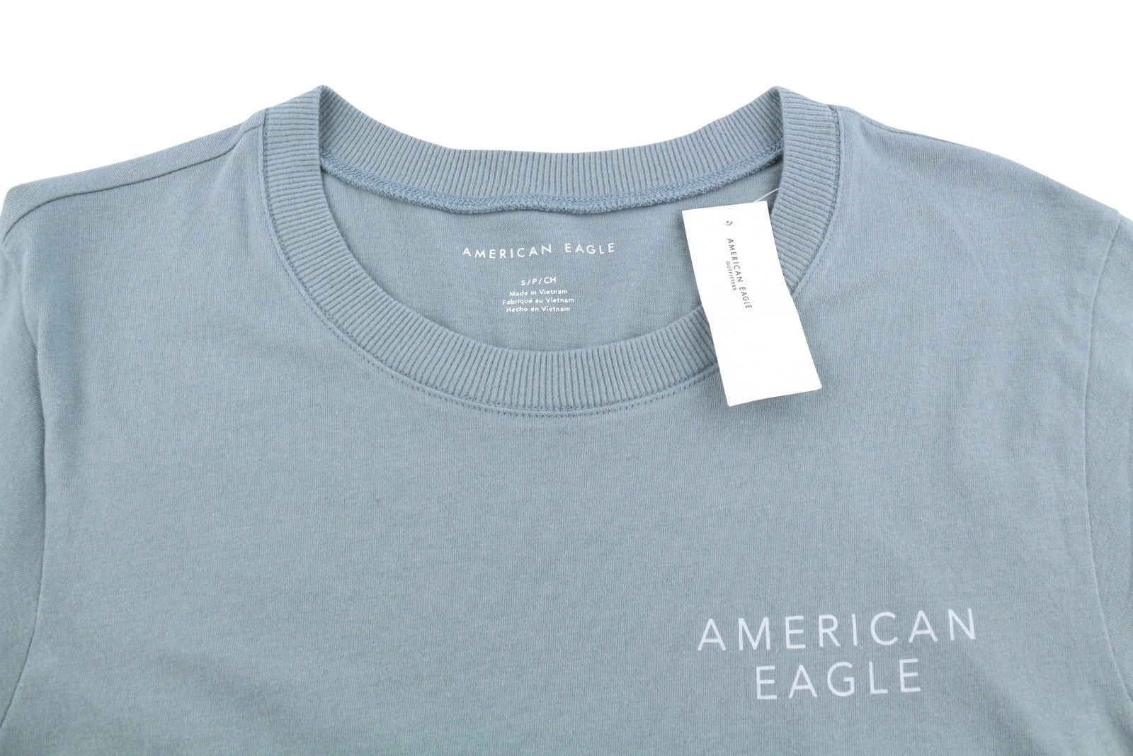 AMERICAN EAGLE OUTFITTERS Women T-Shirt S Blue Tricot Cotton Crew Short Sleeve