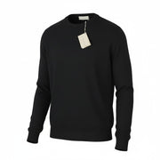 FILIPPO DE LAURENTIIS Men Jumper IT54 XL Black Melange Extrafine Merino Wool