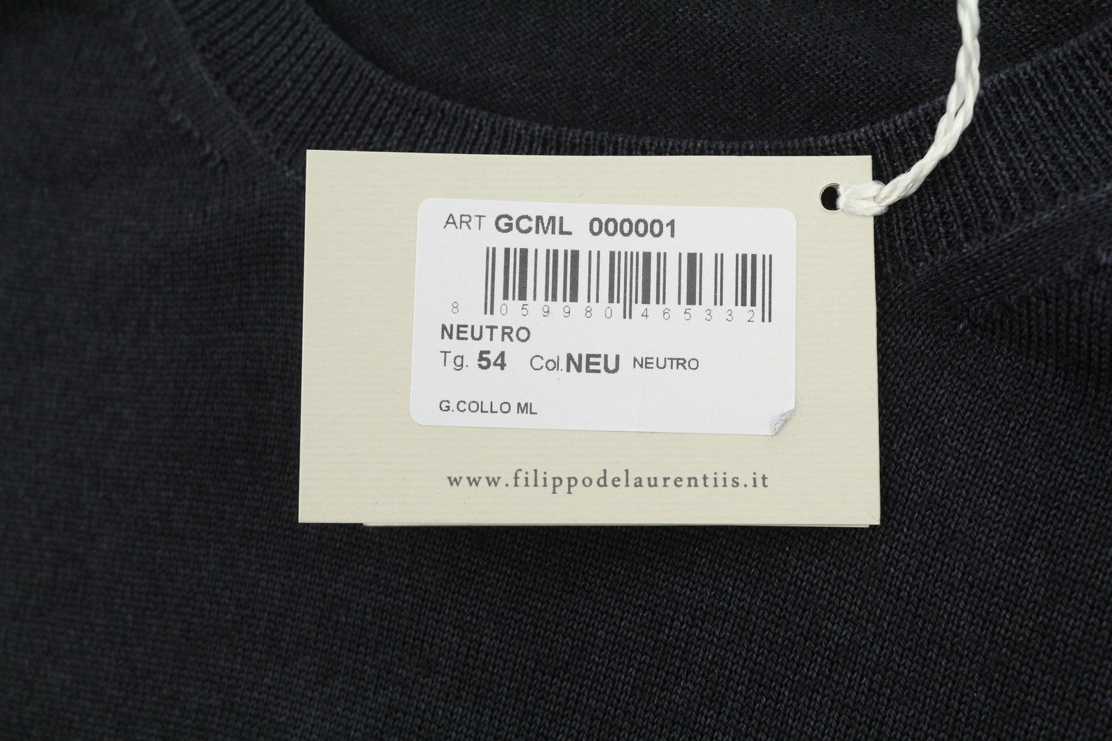 FILIPPO DE LAURENTIIS Men Jumper IT54 XL Black Melange Extrafine Merino Wool