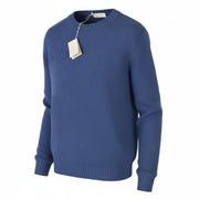 FILIPPO DE LAURENTIIS Men Jumper IT52 L Blue 120s Merino Wool Cashmere Pull On
