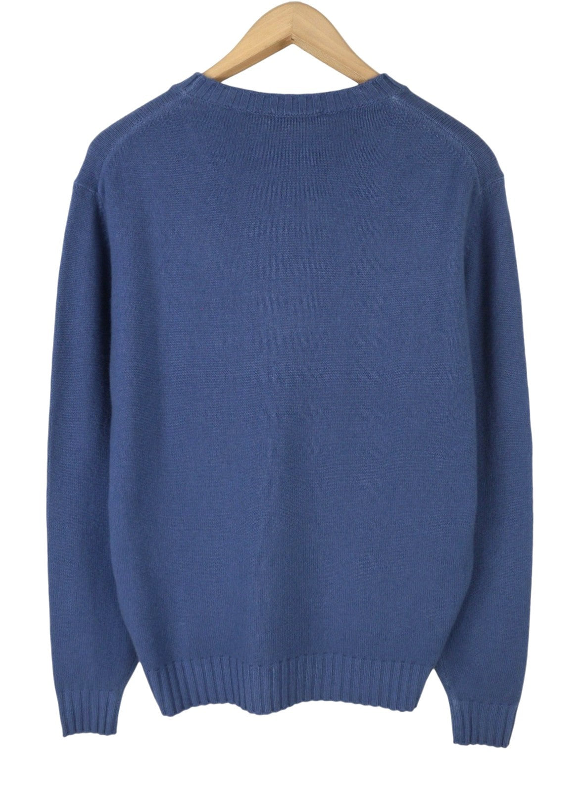 FILIPPO DE LAURENTIIS Men Jumper IT52 L Blue 120s Merino Wool Cashmere Pull On