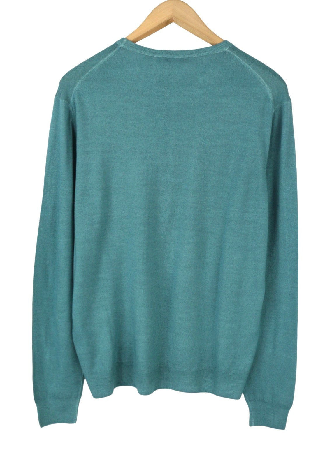 FILIPPO DE LAURENTIIS Men Jumper IT52 L Blue Acqua 120s Merino Wool Pull On