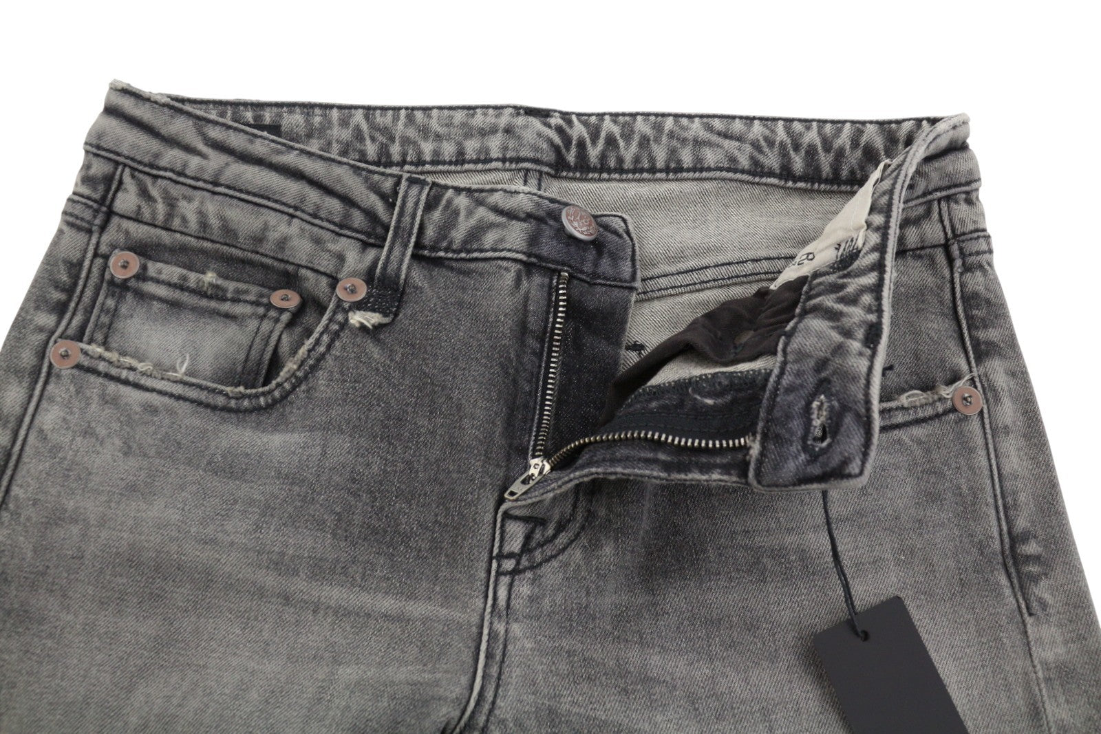 R13 Tobi Boy Women Jeans 27 Leyton Black Stretch Low Waist Slim PF26 RRP685