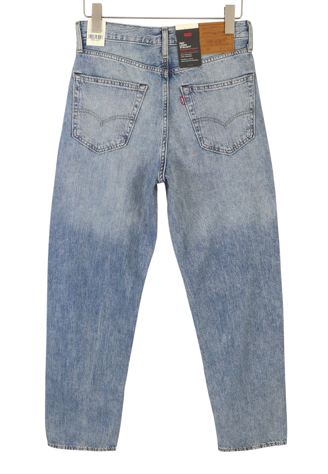 LEVI'S 568 Loose Straight Men Jeans W30/L34 Blue Faded Whiskers Linen Blend