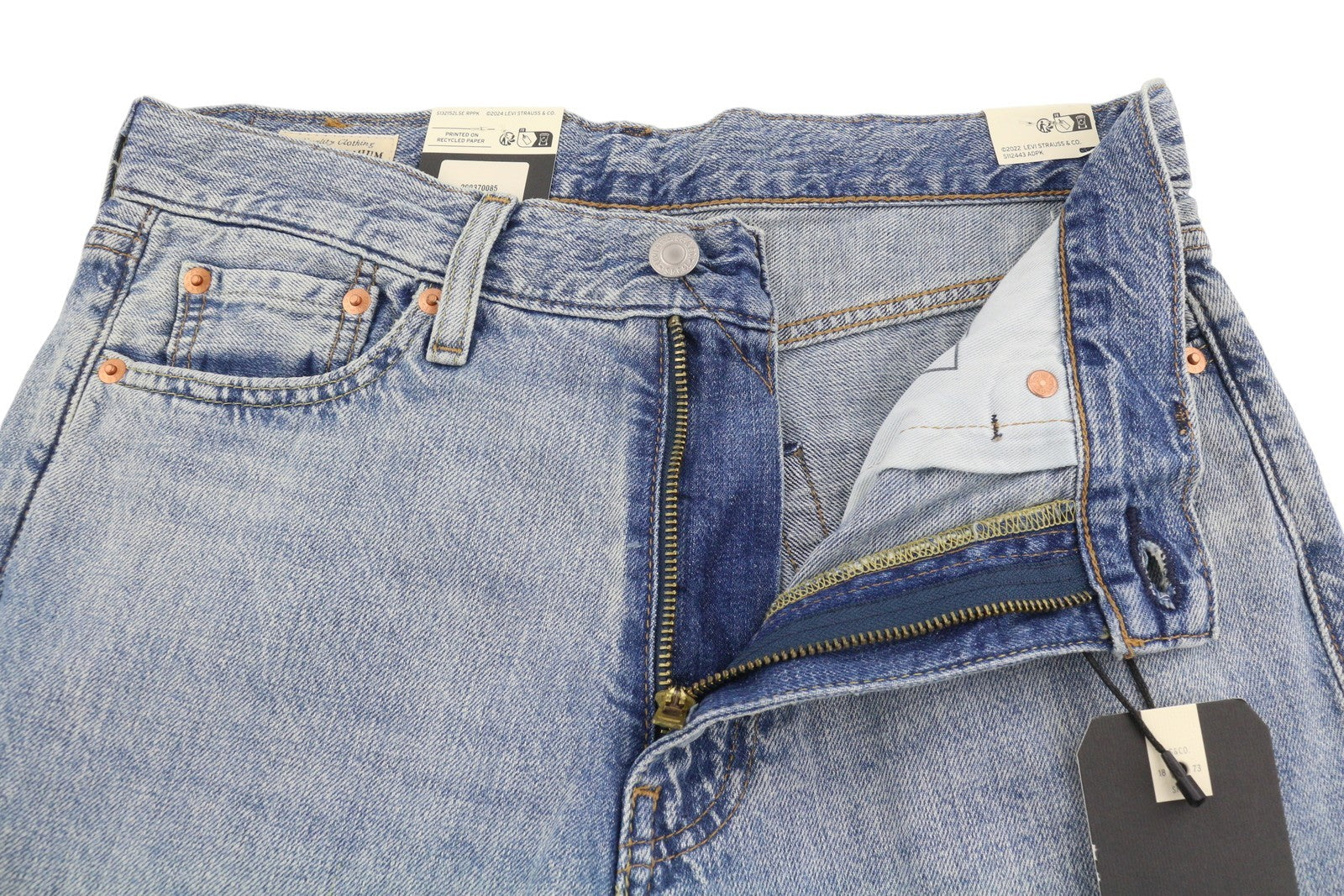 LEVI'S 568 Loose Straight Men Jeans W30/L34 Blue Faded Whiskers Linen Blend