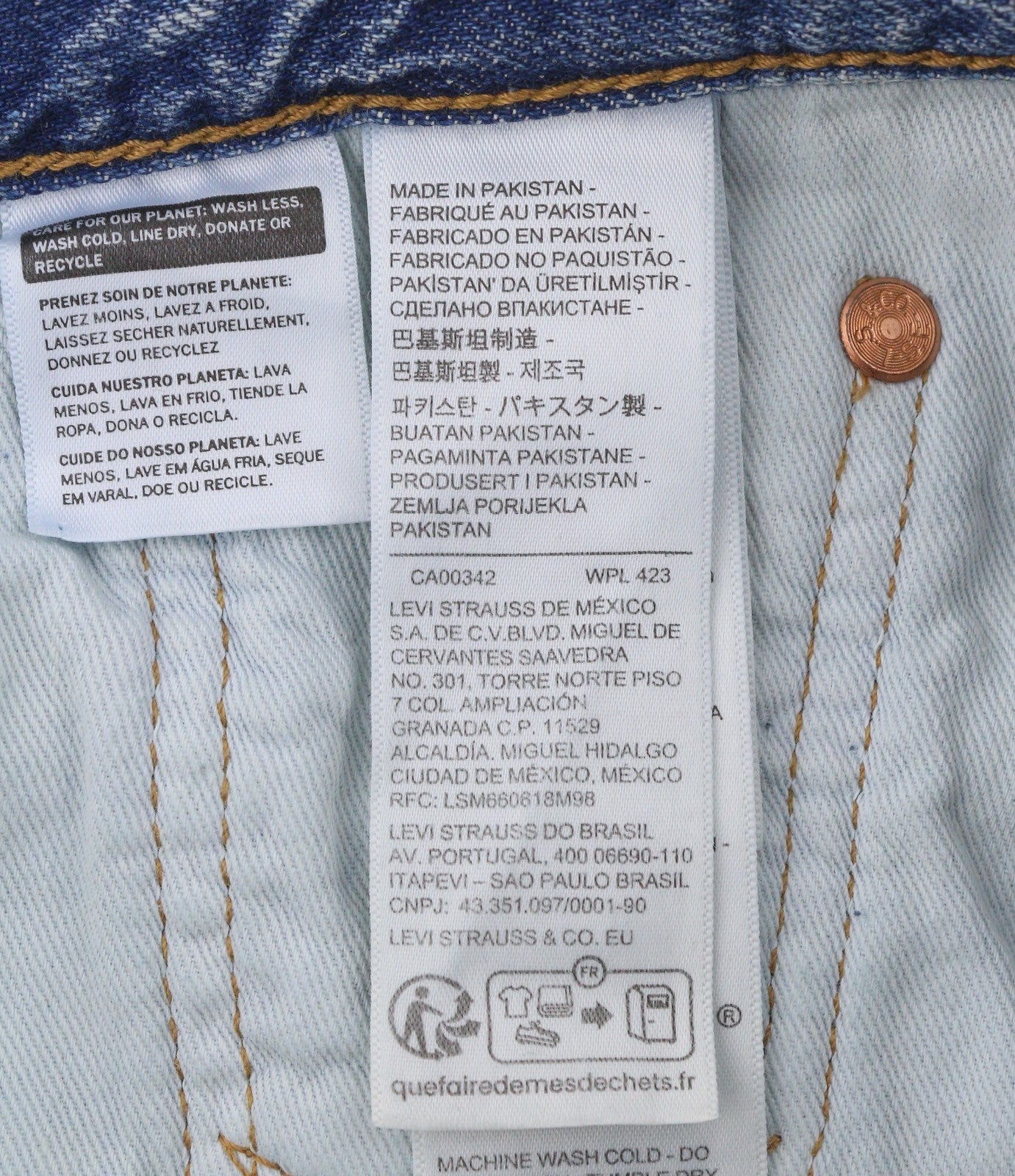 LEVI'S 568 Loose Straight Men Jeans W30/L34 Blue Faded Whiskers Linen Blend