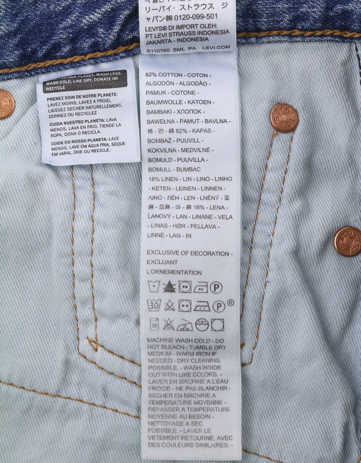 LEVI'S 568 Loose Straight Men Jeans W30/L34 Blue Faded Whiskers Linen Blend