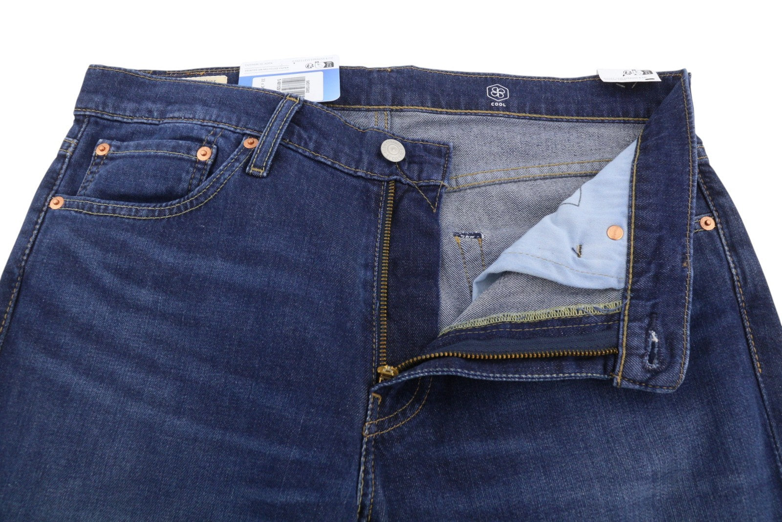 LEVI'S 511 Slim Men Jeans W33/L36 Blue Whiskers Faded Big E Premium