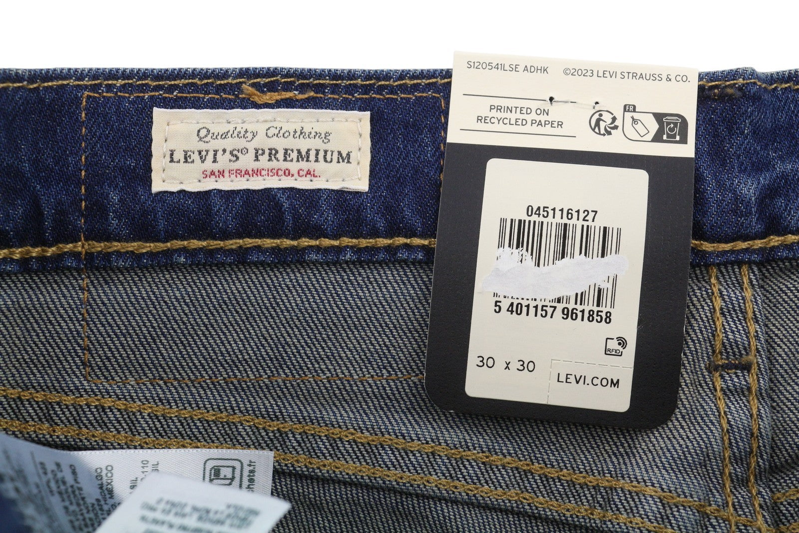 LEVI'S 511 Slim Men Jeans W30/L30 Blue Whiskers Faded Big E Premium