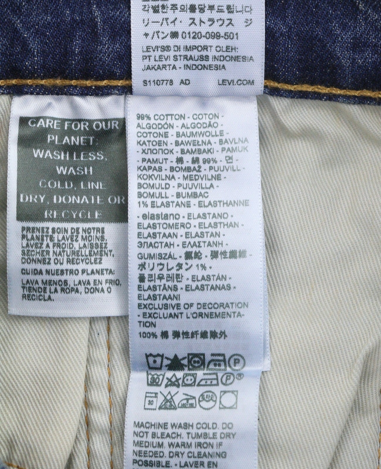 LEVI'S 511 Slim Men Jeans W29/L32 Blue Whiskers Faded Big E Premium