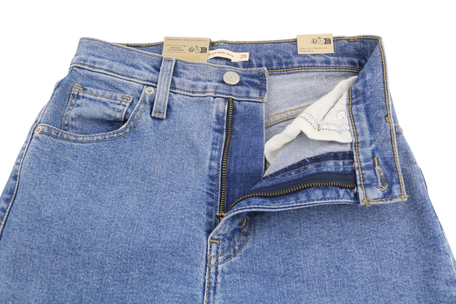 LEVI'S High Waisted Mom Women Jeans W25/L27 Blue Stretch Denim