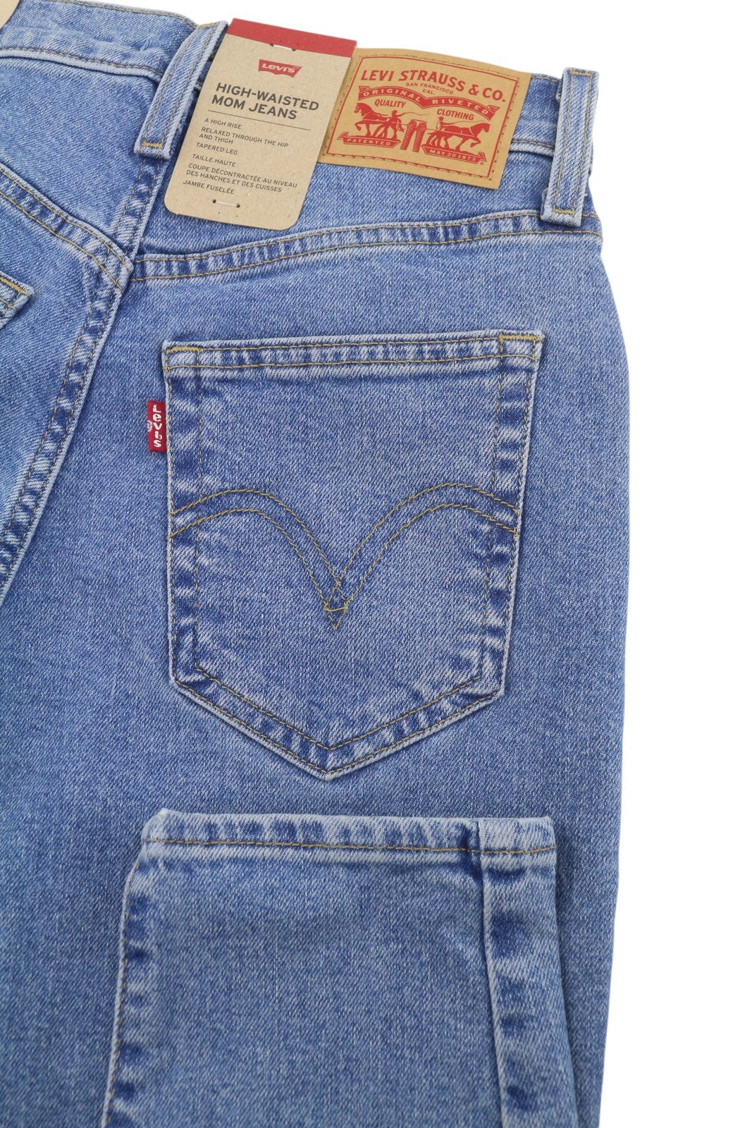 LEVI'S High Waisted Mom Women Jeans W25/L27 Blue Stretch Denim