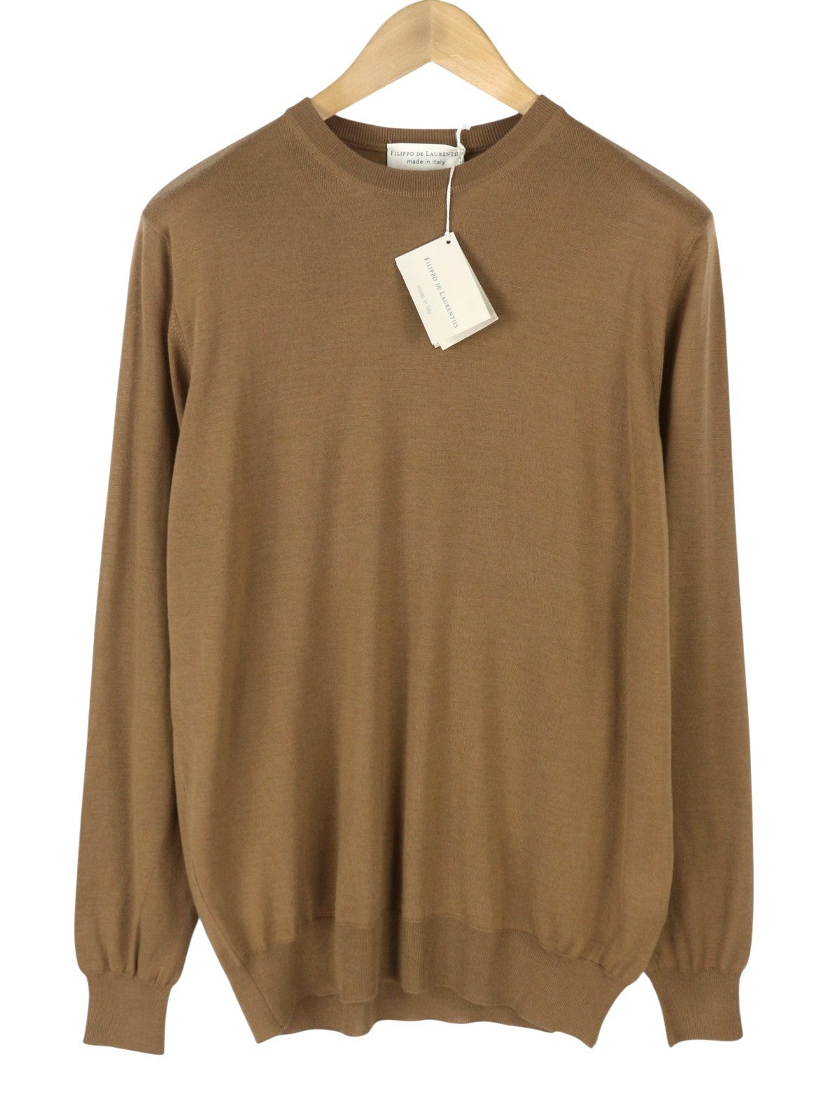 FILIPPO DE LAURENTIIS Men Jumper IT54 XL Brown Superfine 120s Merino Wool Knit