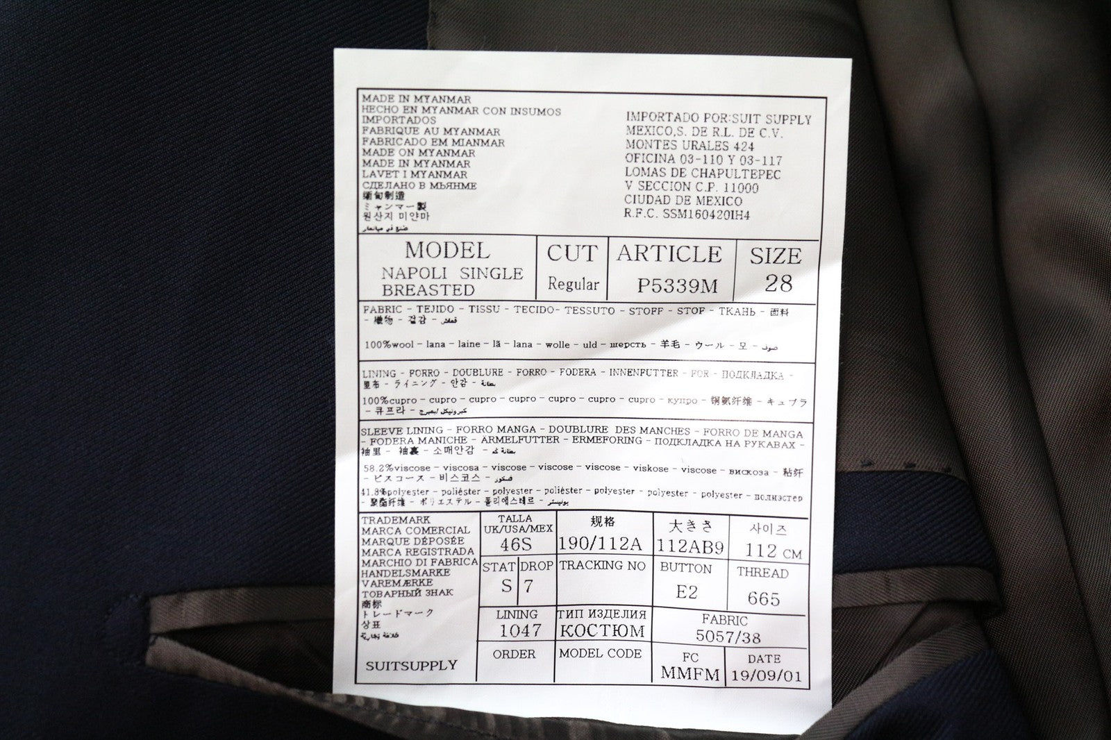 SUITSUPPLY Napoli Men's Suit UK46S Blue 2Pc Wool Single-Breasted Classic Formal