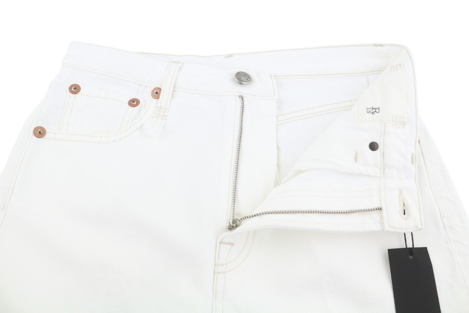 R13 Charlotte Women Jeans 26 Aerin White Straight Distressed Zip Fly SS26
