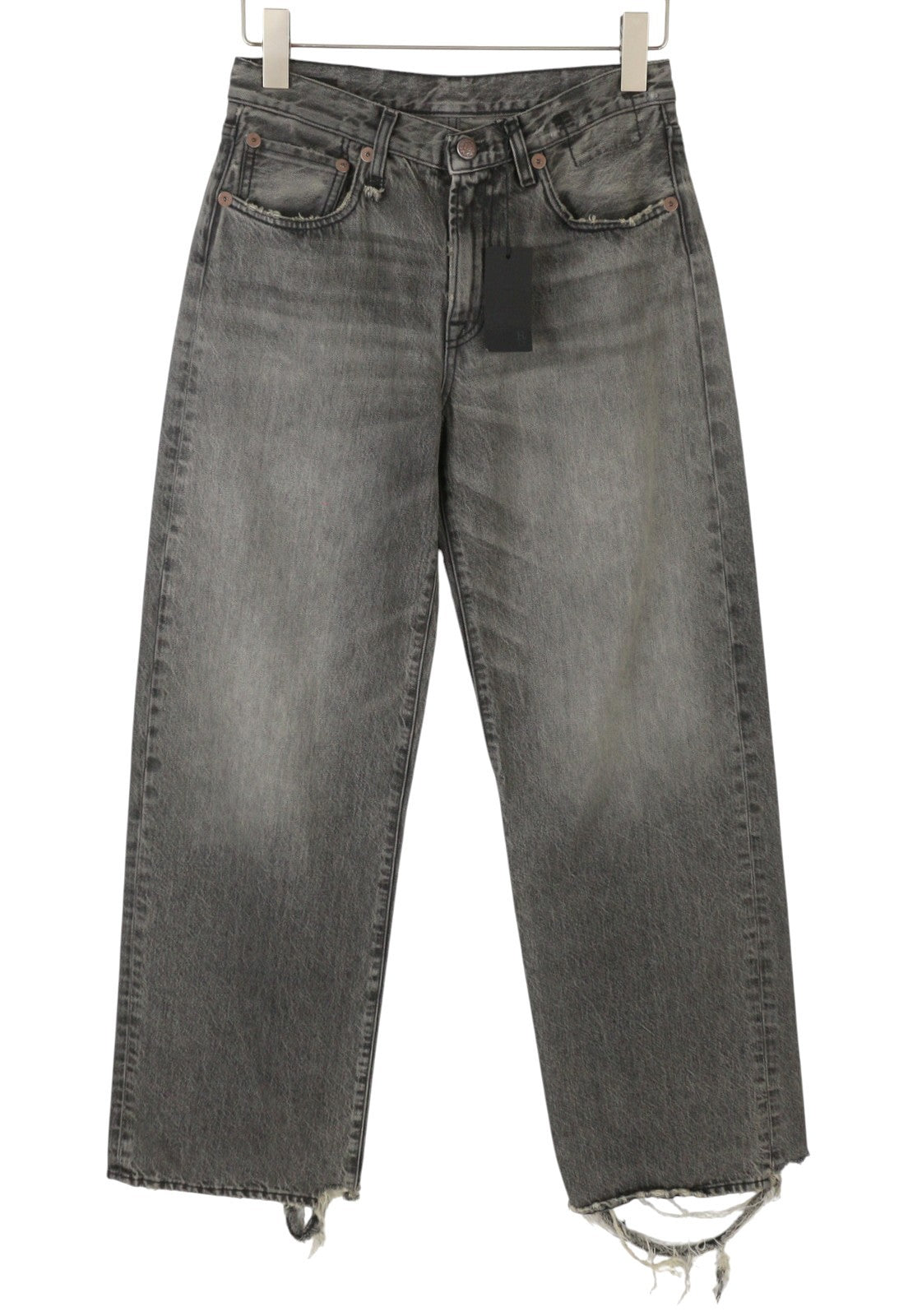 R13 D'Arcy Loose Women Jeans 25 Leyton Black Faded Distress Wide PF26 RRP700