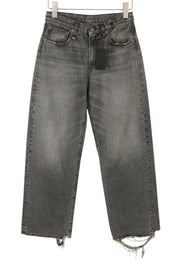 R13 D'Arcy Loose Women Jeans 25 Leyton Black Faded Distress Wide PF26 RRP700