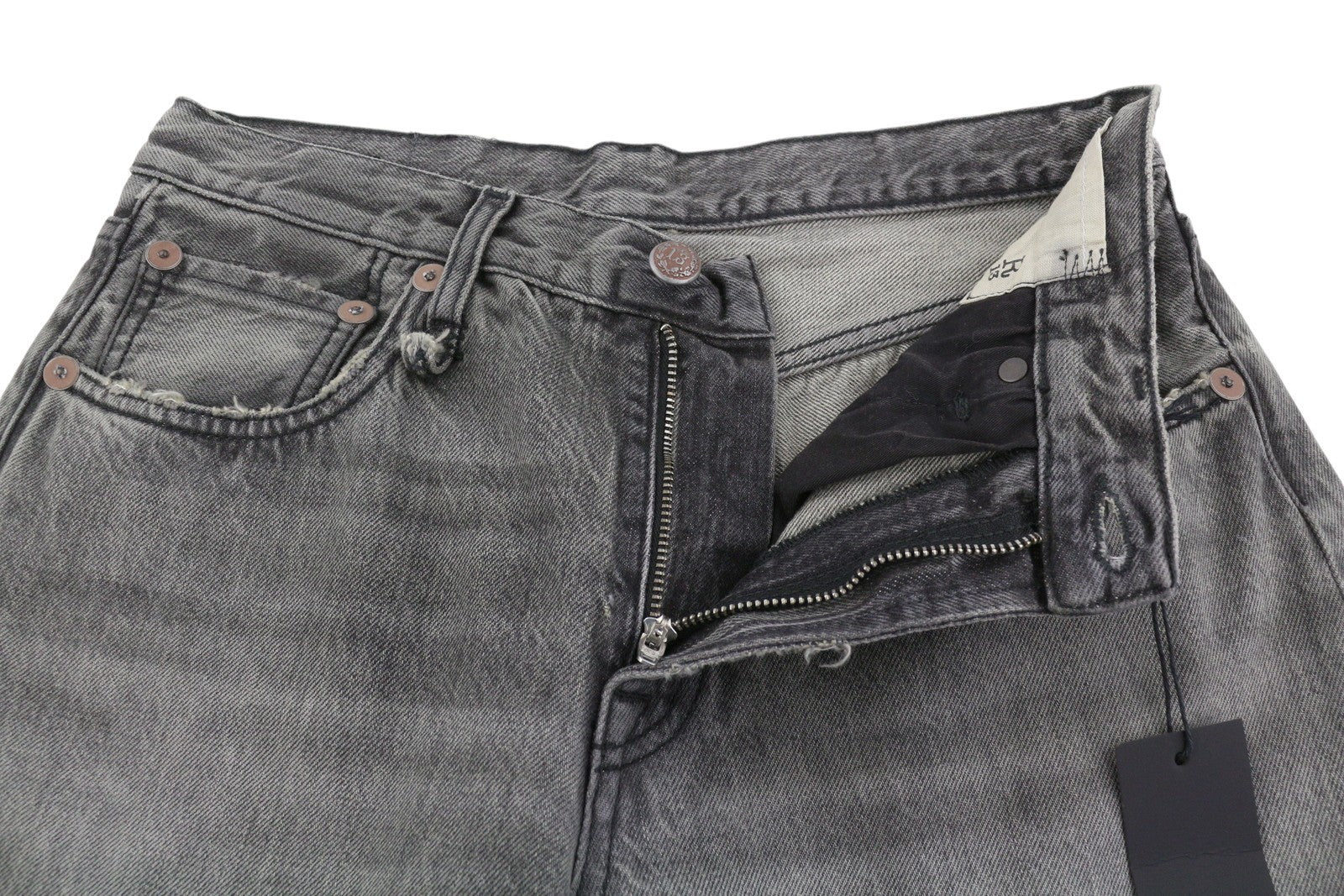 R13 D'Arcy Loose Women Jeans 25 Leyton Black Faded Distress Wide PF26 RRP700