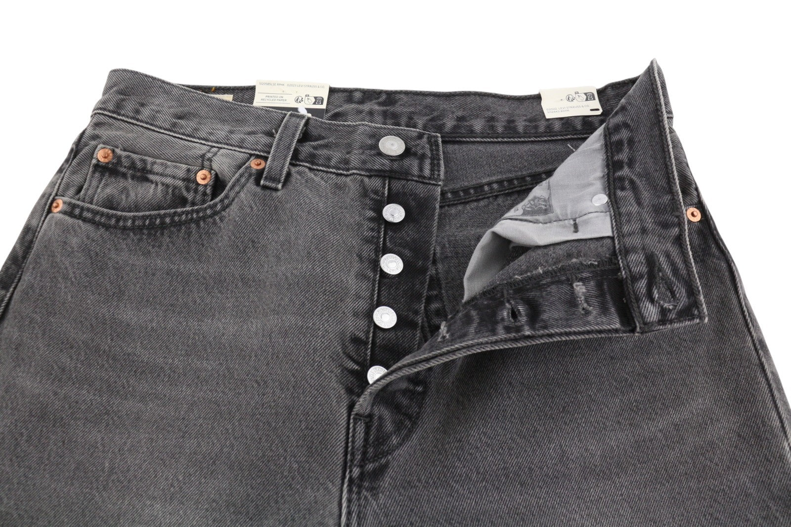 LEVI'S 501 '81 Women Jeans W29/L29 Grey Whiskers Faded Straight Premium Big E