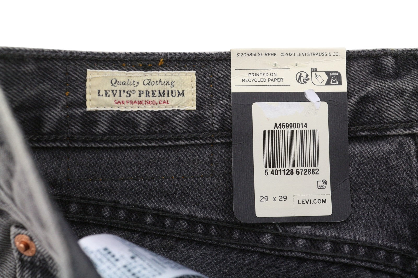 LEVI'S 501 '81 Women Jeans W29/L29 Grey Whiskers Faded Straight Premium Big E