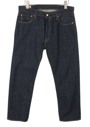 LEVI'S 501 Men Jeans W34/L30 Dark Blue Straight Fit Button Fly Denim