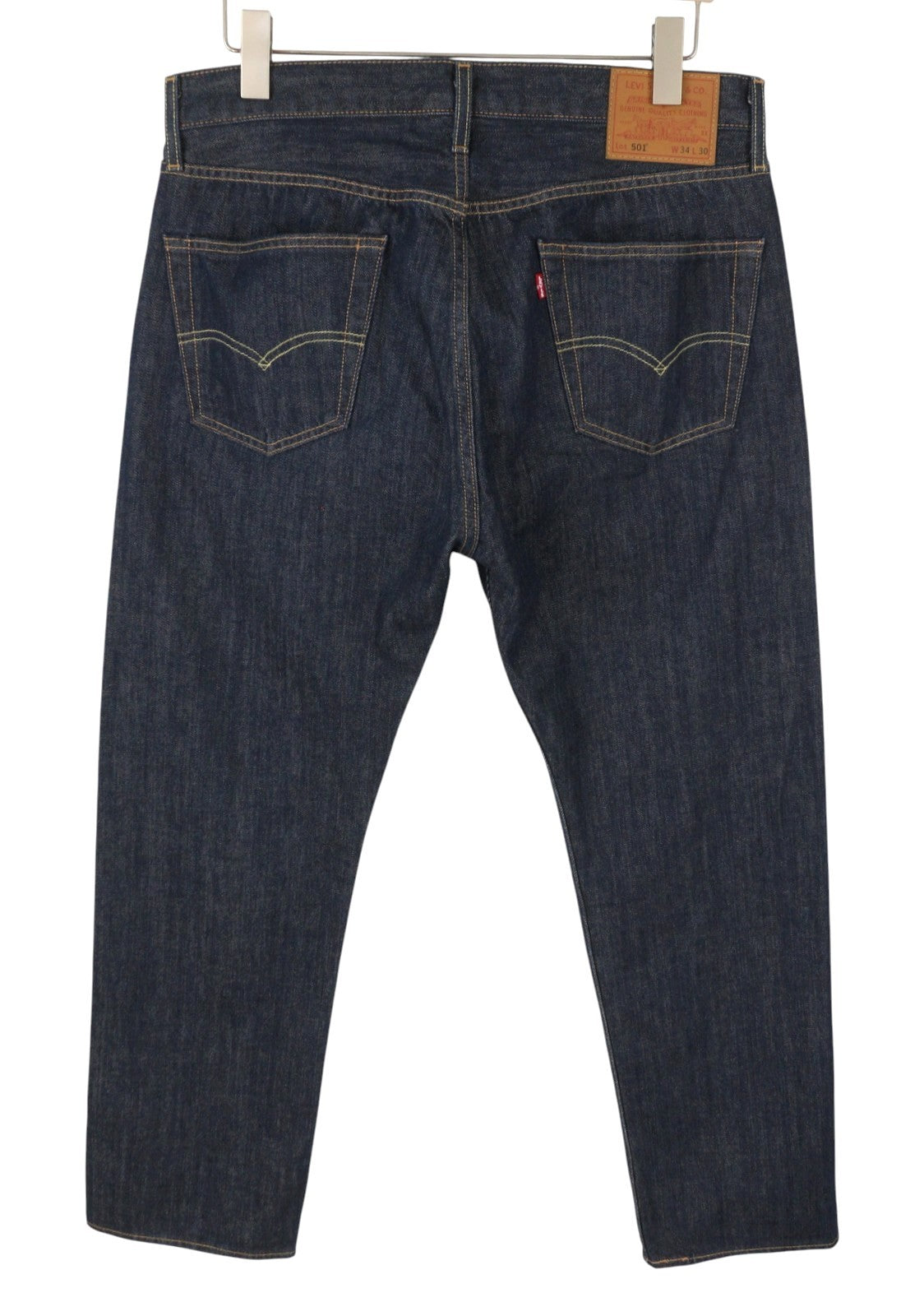 LEVI'S 501 Men Jeans W34/L30 Dark Blue Straight Fit Button Fly Denim