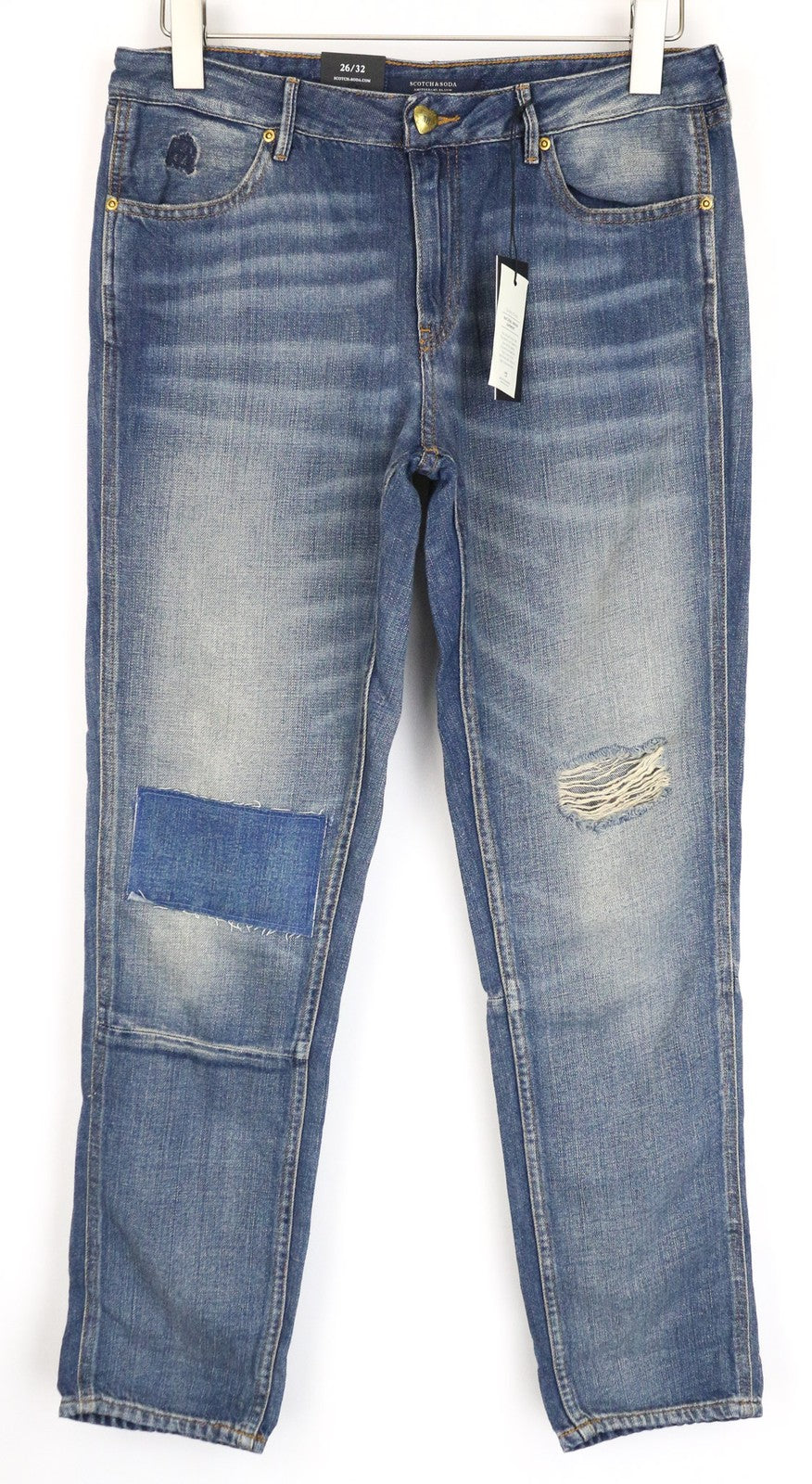 „SCOTCH &amp; SODA Bandit“ moteriški džinsai W26/L32 Slim mėlyni lininiai medvilniniai siaurėjantys džinsai 