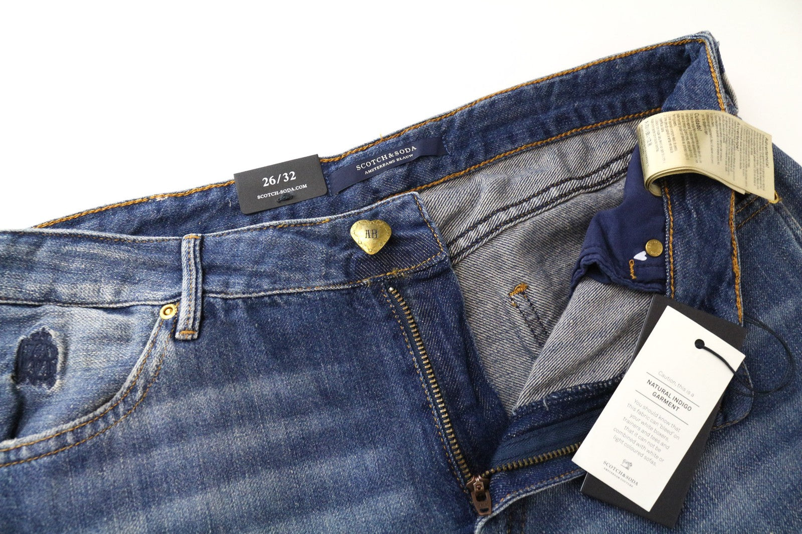 „SCOTCH &amp; SODA Bandit“ moteriški džinsai W26/L32 Slim mėlyni lininiai medvilniniai siaurėjantys džinsai 