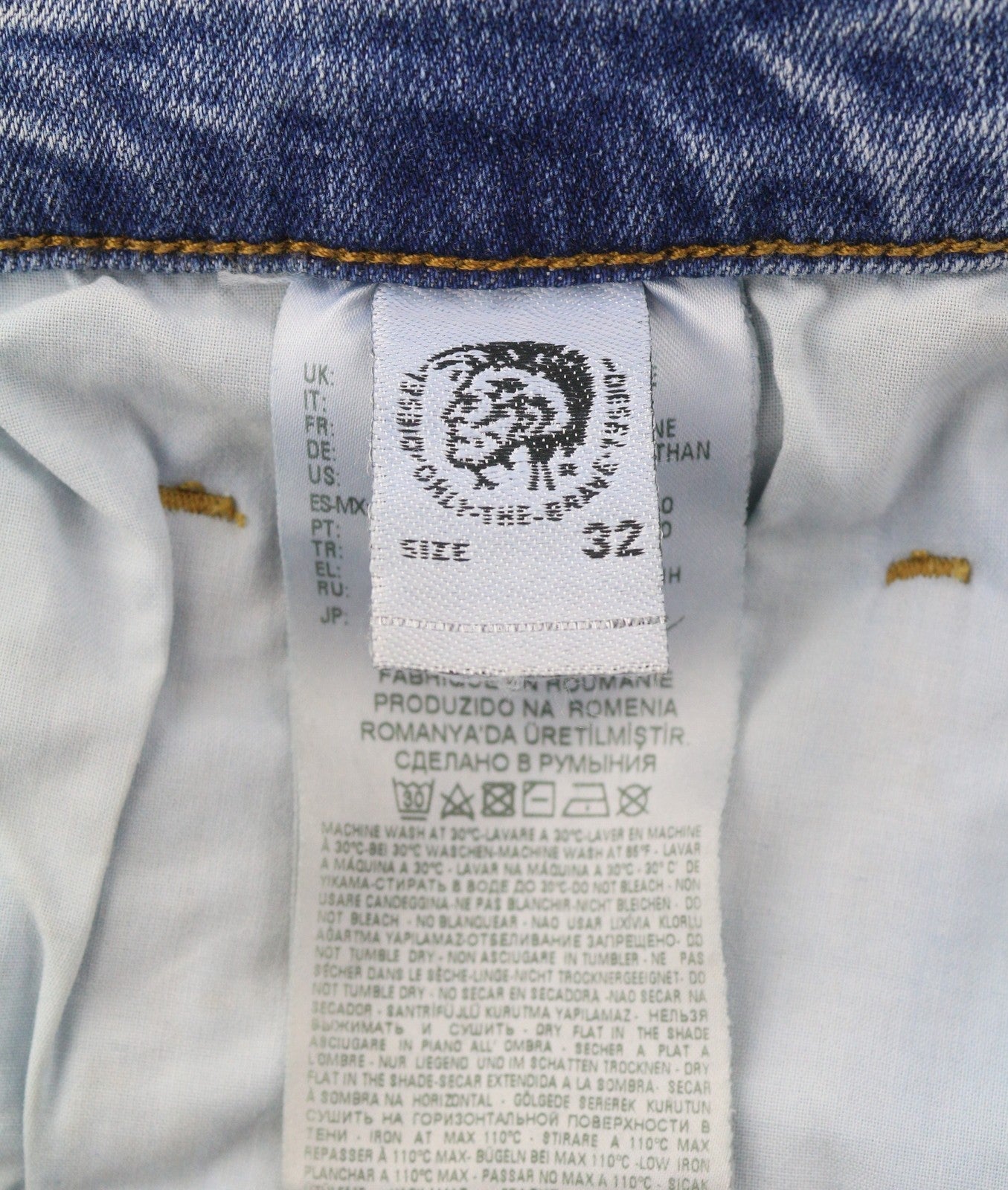 DIESEL D-Eetar 087AV Men Jeans W32/L32 Blue Whiskers Faded Distress Tapered