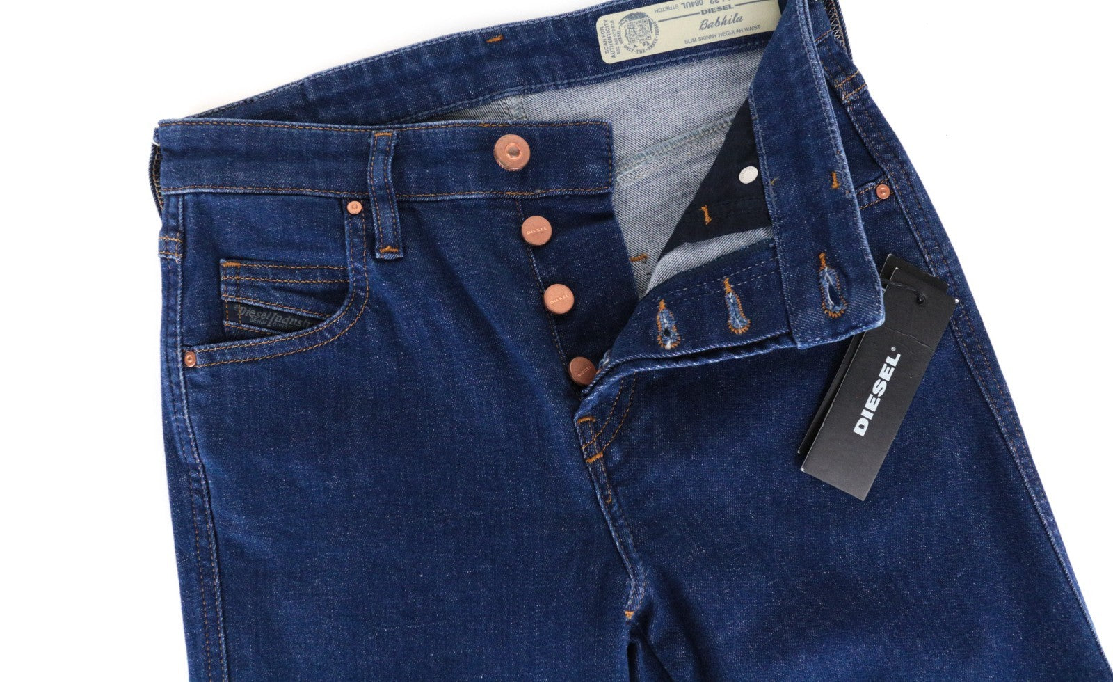 DIESEL Babhila 084UL Women Jeans W26/L32 Blue Slim Skinny Denim Cotton Stretch