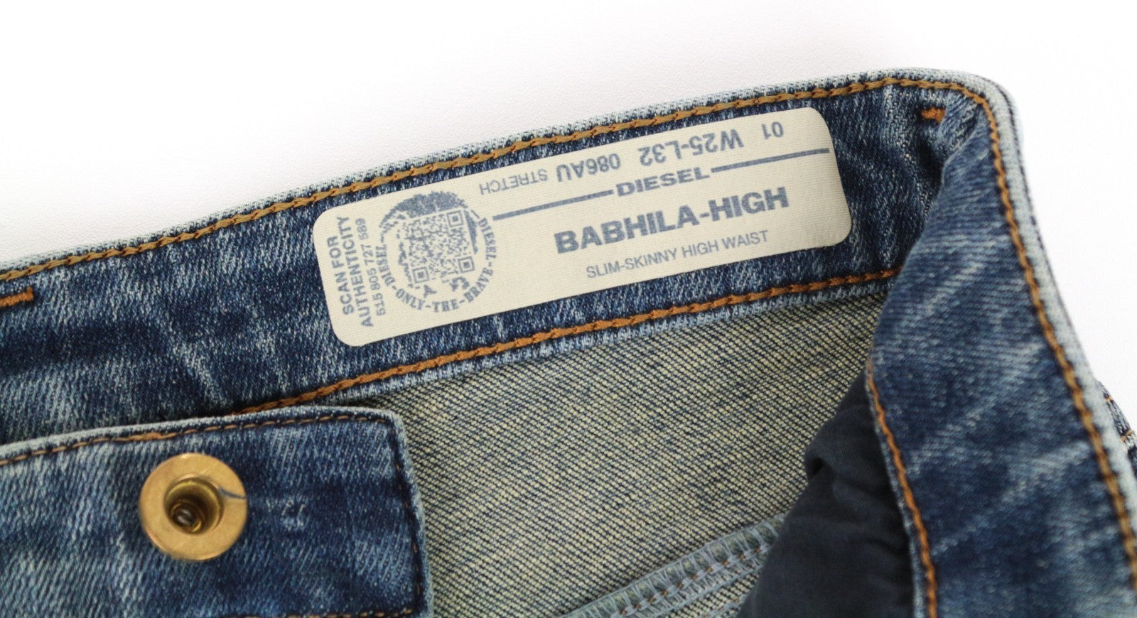 DIESEL Babhila-High 086AU Women Jeans W25/L32 Blue Slim Skinny Fit Stretch
