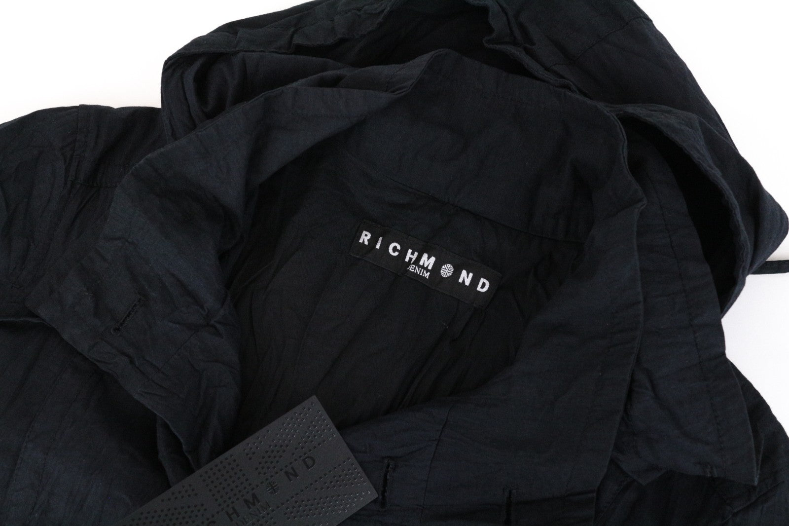 RICHMOND Men Jacket 48 M Navy Cotton Blend Double-Breast Hooded Lightweight